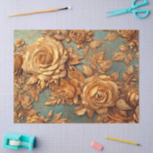  faux gouden rozen stoffig groen blauw Barok Tissuepapier (Craft)