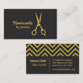 Faux Gouden Schaar Kapsel Haar Stylist Chevron Visitekaartje (Voorkant / Achterkant)