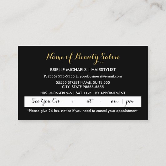 Faux Gouden Schaar Roze Bloemen Salon Afspraak Afsprakenkaartje (Achterkant)