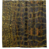 Faux gouden slangen huidtextuur op donkermarmer douchegordijn (Voorkant)