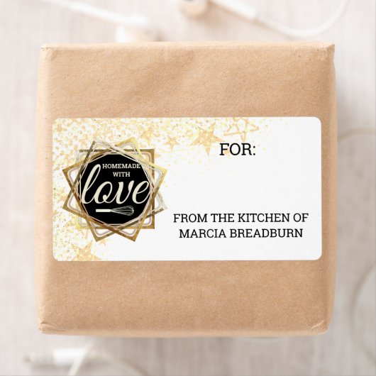 Faux gouden ster uit de keuken van food cadeau lab etiket (Insitu)