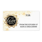 Faux gouden ster uit de keuken van food cadeau lab etiket (Voorkant)