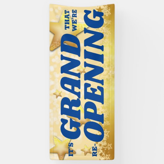 Faux gouden sterren grote heropening welkom terug spandoek (Verticaal)