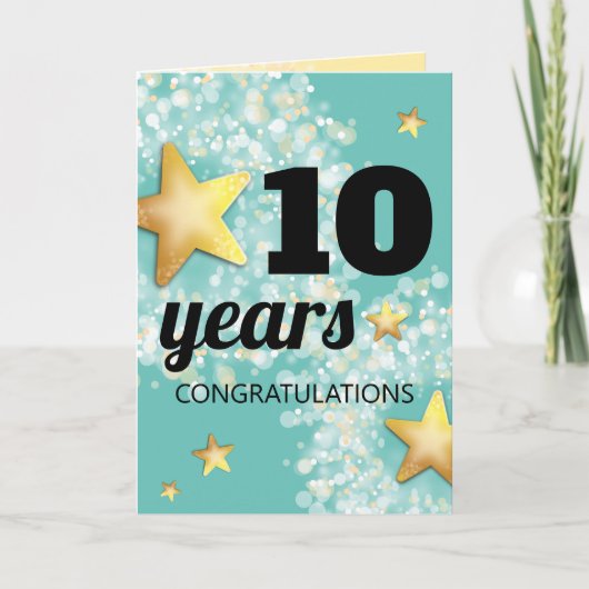 Faux gouden sterren universele werknemersverjaarda kaart (Voorkant)