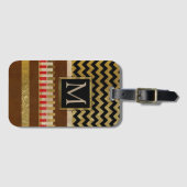 faux gouden strijkjes, monogrammatisch bagagelabel (Voorkant (horizontaal))