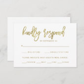 Faux Gouden Typografie | Keuze Maaltijd RSVP (Voorkant / Achterkant)