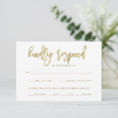 Faux Gouden Typografie | Maaltijdkeuze RSVP (Staand voorkant)