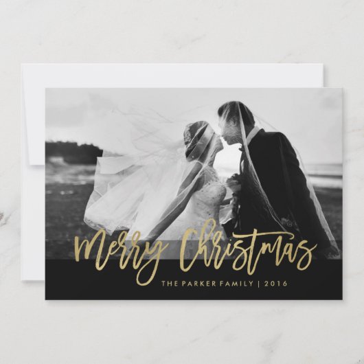 Faux gouden typografie met foto | vrolijk kerstfee feestdagenkaart (Voorkant)
