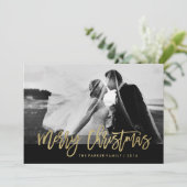 Faux gouden typografie met foto | vrolijk kerstfee feestdagenkaart (Staand voorkant)