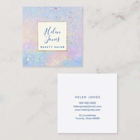 FAUX gouden verf splash op waterverf Vierkante Visitekaartje (Voorkant / Achterkant)