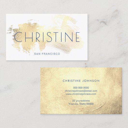Faux gouden verf streken visitekaartje (Voorkant / Achterkant)