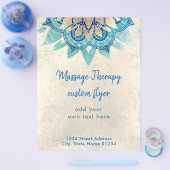 FAUX goudfolie blauwe lotusbloem Flyer (Enkel)