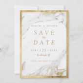 Faux goudfolie marmer luxe modern save the date (Voorkant)