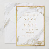 Faux goudfolie marmer luxe modern save the date (Voorkant / Achterkant)