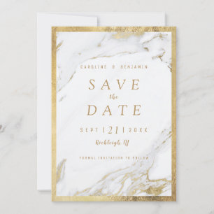 Faux goudfolie marmer luxe modern save the date