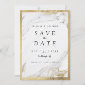 Faux goudfolie marmer luxe modern save the date (Voorkant)