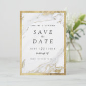 Faux goudfolie marmer luxe modern save the date (Staand voorkant)