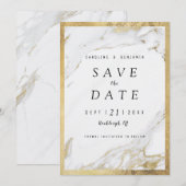 Faux goudfolie marmer luxe modern save the date (Voorkant / Achterkant)