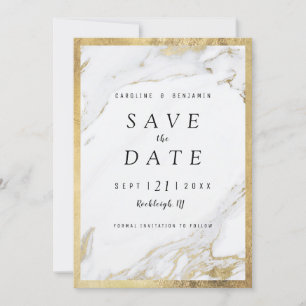 Faux goudfolie marmer luxe modern save the date