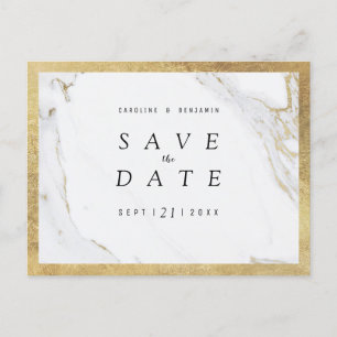 Faux goudfolie marmer luxe modern save the date aankondigingskaart