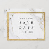 Faux goudfolie marmer luxe modern save the date aankondigingskaart (Voorkant / Achterkant)