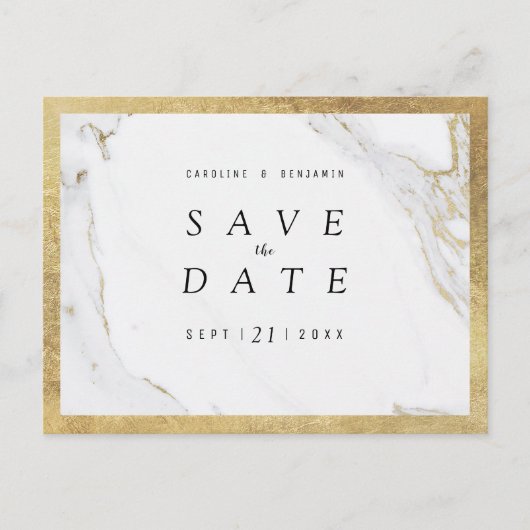 Faux goudfolie marmer luxe modern save the date aankondigingskaart (Voorkant)