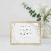 Faux goudfolie marmer luxe modern save the date aankondigingskaart (Staand voorkant)
