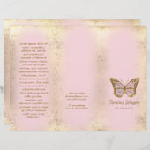 faux goudfolie ontwerp roze vlinderbrochure (Voorkant / Achterkant)