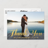 FAUX GOUDFOLIE TROUWFOTO DANK U BRIEFKAART (Voorkant / Achterkant)