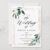 faux goudgeometrische griekse trouwuitnodiging kaart (Voorkant)