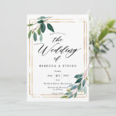 faux goudgeometrische griekse trouwuitnodiging kaart (Staand voorkant)