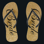 Faux goudglitter bruiloft teenslippers voor bruin<br><div class="desc">Faux goudglitter bruiloft teenslippers voor bruid en bruin. Aangepaste strap kleur voor hem en haar. Gulden dunne textuur met glitterige glimpers en spinkelende glimpen. Glamoureuze strandsandalen voor mannen en vrouwen. Plotseling voor strandthematrouwerij, huwelijk, vrijgezellenfeest, verloving, verjaardag, bachelorette, meiden, weekendreis enz. Classy bridal flipflops met een stijlvolle typografie. Maak je eigen...</div>