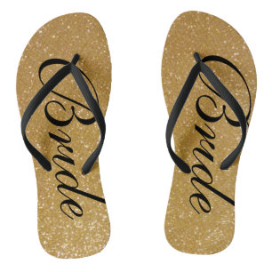 Faux goudglitter bruiloft teenslippers voor bruin
