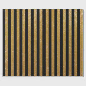 Faux goudglitter en zwart gestreept verpakkingspap cadeaupapier (Vlak)