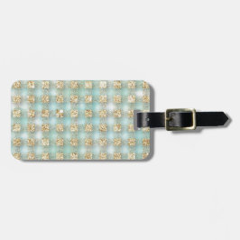 faux, goudglitter, glam, munt, tartan, gips, patro bagagelabel