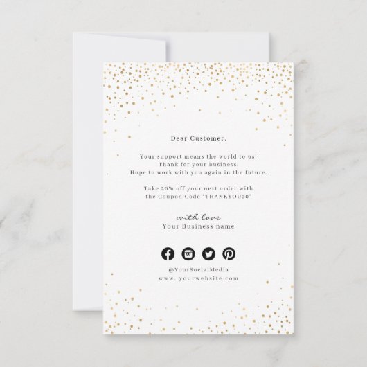 Faux goudglitter Snowflake Kerstmis Bedankkaart (Achterkant)