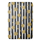 Faux goudglitter stippen Zwarte witte strepen Badmat (Voorkant Verticaal)