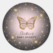 faux goudglitter vlinder ronde sticker (Voorkant)
