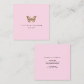 faux goudglitter vlinder vierkante visitekaartje (Voorkant / Achterkant)