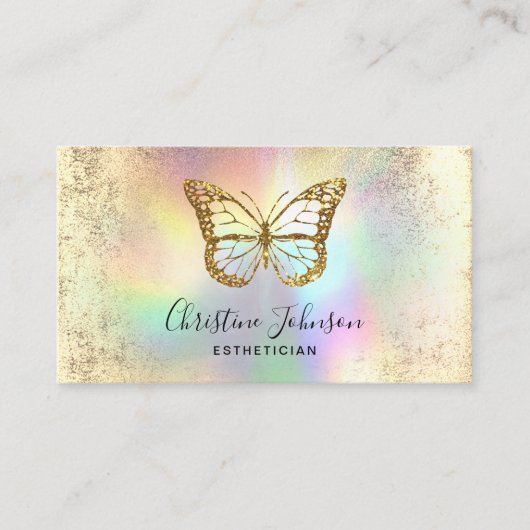faux goudglitter vlinder visitekaartje (Voorkant)