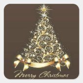 Faux goudkerstboom vierkante sticker (Voorkant)