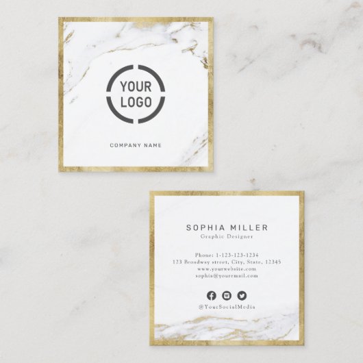 Faux goudmarmer, logo professional vierkante visitekaartje (Voorkant / Achterkant)