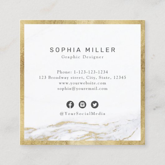 Faux goudmarmer, logo professional vierkante visitekaartje (Achterkant)