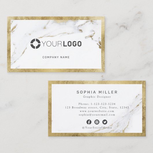 Faux goudmarmer, logo professional visitekaartje (Voorkant / Achterkant)