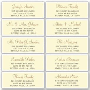 Faux goudscript individuele gastadresetiketten sticker
