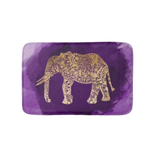 faux goudstamolifant paarse borstelslag badmat (Voorkant)