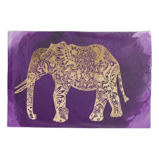 faux goudstamolifant paarse borstelslag kussensloop (Achterkant)