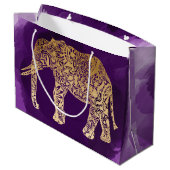 faux goudstamolifant paarse borstelslag large cadeautasje (Achterkant Gekanteld)