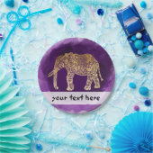 faux goudstamolifant paarse borstelslag papieren bordje (Feest)