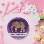 faux goudstamolifant paarse borstelslag papieren bordje (Feest)